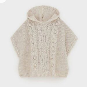 Zara Kids Cable Knit Sweater Hooded Poncho - Size 9/10